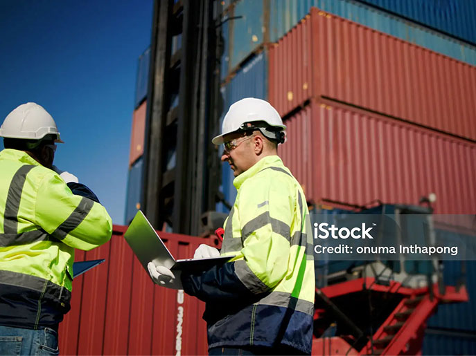 employees working in a shipyard